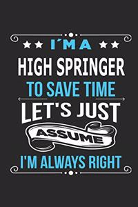 I`m a high springer To save time let´s just assume I´m always right