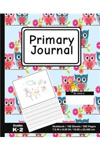 Primary Journal: Owl Art Print (1) - Grades K-2, Creative Story Tablet - Primary Draw & Write Journal Notebook For Home & School [Classic]