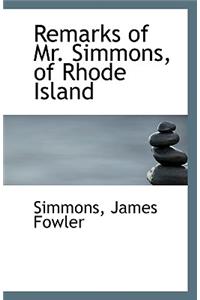 Remarks of Mr. Simmons, of Rhode Island