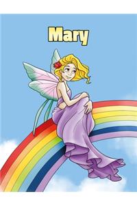 Mary: Personalized Composition Notebook - Wide Ruled (Lined) Journal. Rainbow Fairy Cartoon Cover. For Grade Students, Elementary, Primary, Middle School,