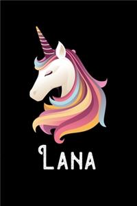 Lana: Journal (Diary, Notebook) Personalized Custom Name Unicorn Birthday Gift for Girls and Women