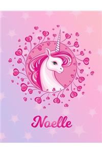 Noelle: Unicorn Sheet Music Note Manuscript Notebook Paper - Magical Horse Personalized Letter N Initial Custom First Name Cover - Musician Composer Instrum