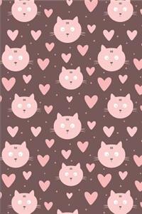 Cat Pattern - Cat Head and Hearts