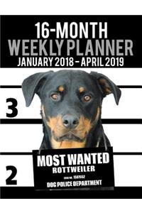 2018-2019 Weekly Planner - Most Wanted Rottweiler