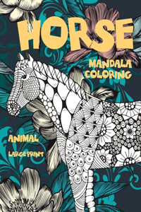 Mandala Coloring Large Print - Animal - Horse