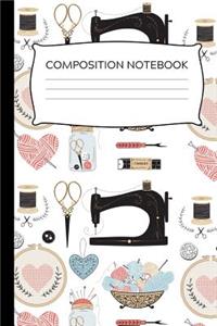 Elegant Sewing Inspired Composition Notebook