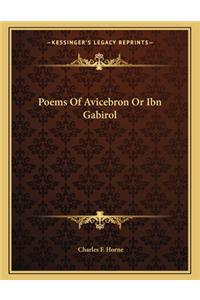 Poems Of Avicebron Or Ibn Gabirol