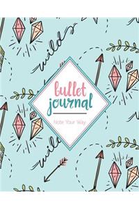 Bullet Journal Dot Grid for 90 Days, Numbered Pages Quarterly Journal Diary, Teal Blue Tribal Draw Doodles