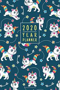Caticorn Planner 2020. Cute Caticorn Pattern