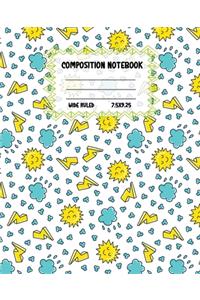 Composition Notebook Wide Ruled: Size 7.5 " x 9.25 " - Pretty Colourful Workbook for Little Princesses Girls Kids Teens Students for School Home College Writing Notes - Journal for 