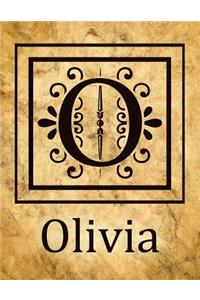 Olivia: Antique Style Personalised Diary/Notebook/Journal for Women & Girls, Beautiful Name Gift with Monogram Initial O (8.5 X 11)