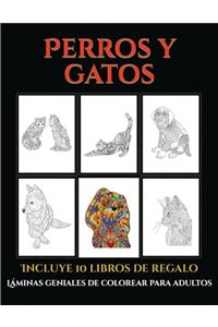 Láminas geniales de colorear para adultos (Perros y gatos)