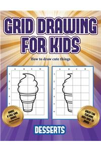 How to draw cute things (Grid drawing for kids - Desserts)