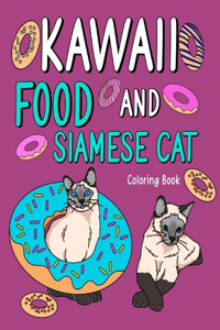 Kawaii Food and Siamese Cat Coloring Book
