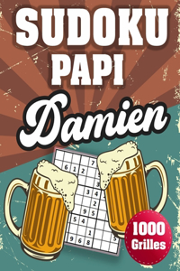 SUDOKU PAPI Damien: 1000 Sudokus avec solutions niveau facile, moyen et difficile cadeau original à offrir a votre papy