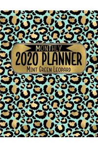 Monthly 2020 Planner Mint Green Leopard