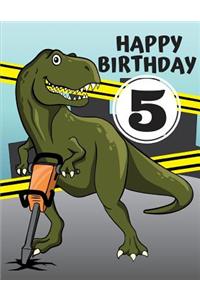 Happy Birthday: Personalized Dinosaur W/ Digger Journal Sketchbook for Writing Drawing Doodling Sketching with Dinosaur Colouring Pages