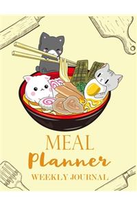 Kawaii Cat Meal Planner Weekly Journal