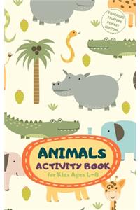 Animals Activity Book for Kids Ages 4-8 Stocking Stuffers Pocket Edition
