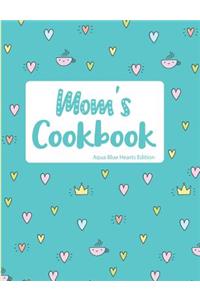 Mom's Cookbook Aqua Blue Hearts Edition