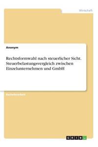 Rechtsformwahl nach steuerlicher Sicht. Steuerbelastungsvergleich zwischen Einzelunternehmen und GmbH