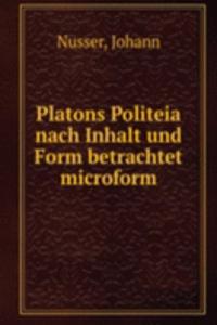 PLATONS POLITEIA NACH INHALT UND FORM B