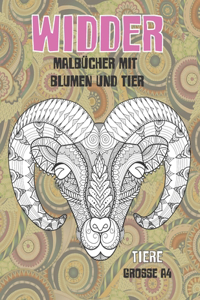Malbücher mit Blumen und Tier - Grosse A4 - Tiere - Widder