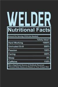 Welder Nutritional Facts: 6x9 blank notebook, 120 Pages, Composition Book and Journal, funny gift for your favorite Welder