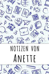 Notizen von Anette: Kariertes Notizbuch mit 5x5 Karomuster für deinen personalisierten Vornamen