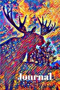 Colorful Moose in Lake Pretty Journal for Daily Thoughts Notebook Cute Diary for Women or Men