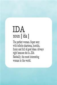 Ida Noun [ Ida ] the Perfect Woman Super Sexy with Infinite Charisma, Funny and Full of Good Ideas. Always Right Because She Is... Ida