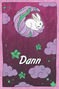 Dann: personalized notebook sleeping bunny on the moon with stars softcover 120 pages blank useful as notebook, dream diary, scrapbook, journal or gift id