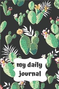 Cactus Print Blank Lined Journal Notebook