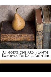 Annotations Aux Plantae Europaeae de Karl Richter