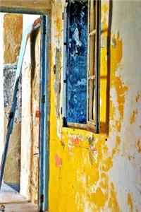 Yellow Wall and Blue Trim in an Abandoned Building Travel Journal