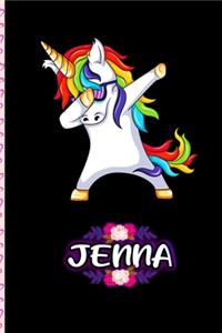Jenna - Dabbing Unicorn personalized named Notebook