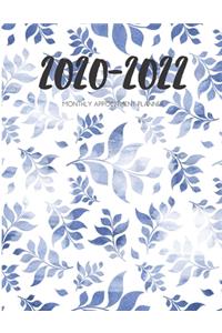 2020-2022 Three 3 Year Planner Blue Leaves Monthly Calendar Gratitude Agenda Schedule Organizer