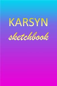 Karsyn: Sketchbook - Blank Imaginative Sketch Book Paper - Pink Blue Gold Custom Letter K Personalized Cover - Teach & Practice Drawing for Experienced & As