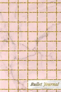 Bullet Journal: Marble + Gold Bullet Journal - 120-Page 1/4 Inch Dot Grid Notebook - 6 X 9 Marble & Gold Perfect Bound Softcover