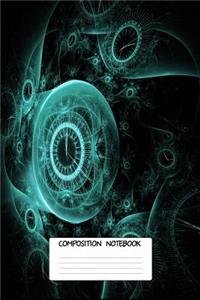 Composition Book: Cool Time Space Clock Pattern 6 X 9 Wide Ruled Paper Notebook, Appreciation, Quote Journal or Diary Unique Inspirational Gift for Friend or Teacher, Beginning or End of School Year, Retirement, Birthday or Gratitude Present - Spac