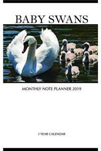 Baby Swans Monthly Note Planner 2019 1 Year Calendar