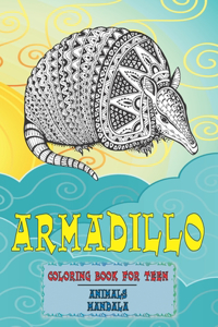 Mandala Coloring Book for Teen - Animals - Armadillo