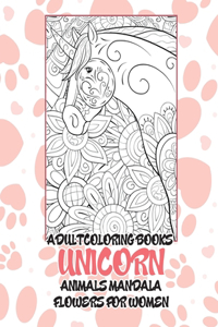 Adult Coloring Books Flowers for Women - Animals Mandala - Unicorn