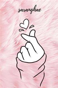 Saranghae Finger Heart Faux Fur Kpop Fans Bullet Grid Notebook
