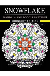 Snowflake Mandala and Doodle Pattern Coloring Book Midnight Edition Vol.3