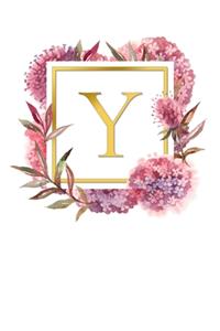 Y: Pretty Watercolor / Gold - Super Cute Monogram Initial Letter Notebook - Personalized Lined Journal / Diary - Perfect for Writing / Note Taking - Aw