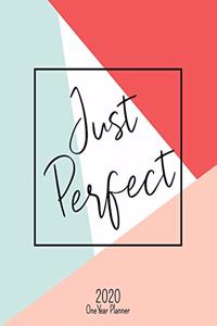 Just Perfect - 2020 One Year Planner: Jan 1, 2020 - Dec 31, 2020 - Weekly & Monthly Planner + Habit Tracker + Vision Board + Dot Grid + To Do List - Day Week Month Calendar Views - Janua