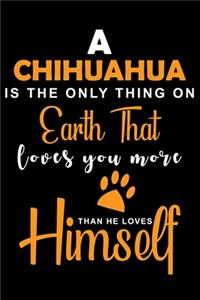 A Chihuahua Is The Only Thing On Earth That Loves You More Than He Loves Himself: Cute Chihuahua lined journal gifts. Lined Journal gifts For Chihuahua Lovers. Cute Dog Lined journal Gifts is the perfect tool to build a stronger r