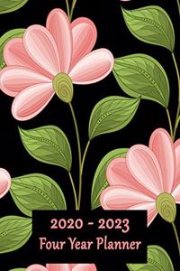 2020 - 2023 Four Year Planner: Pink Floral Cover - Includes Major U.S. Holidays and Sporting Events