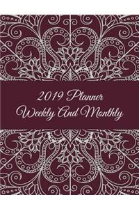 2019 Planner Weekly and Monthly: Red Color Mandala, 8.5 X 11 Calendar Schedule Organizer, Daily/Weekly/Monthly/Yearly Planner, Daily to Do List, Schedule Planner, Agenda Planner